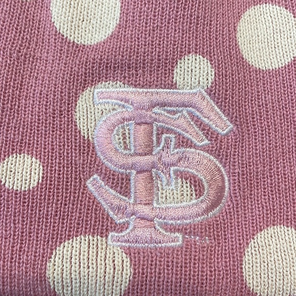FSU beanie hat & mittens. Pink w/ polka dots Monogrammed logo, GO NOLES! - Picture 2 of 11